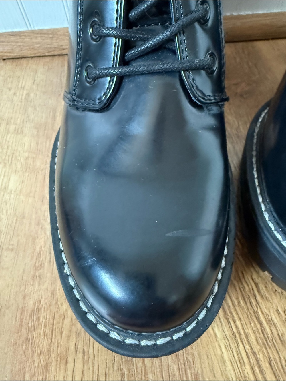 Bershka Black Leather High Block Heel Combat Boots size 8.5 - Picture 9 of 9
